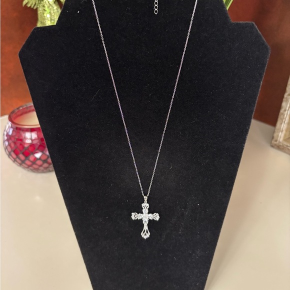 JTV Bella Luce 4.70ctw Diamond Simulant Rhodium over Silver Cross Necklace - Picture 5 of 9